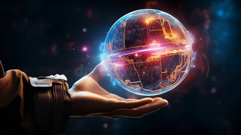 Futuristic artificial intelligence hand with glowing neural network representing advanced technology vector illustration