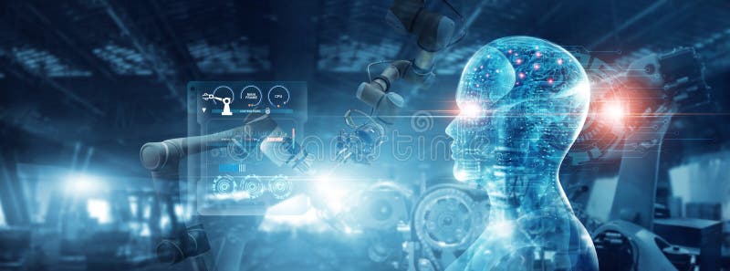 Futuristic Artificial Intelligence. Robot Engineer Control Automation Robot Arms Machine in Factory Industrial Stock Image - Image of logistic, connection: 230962837 Futuristic Artificial Intelligence. Robot Engineer Control Automation Robot Arms Machine in Factory Industrial Stock Image - Image of logistic, connection: 230962837
