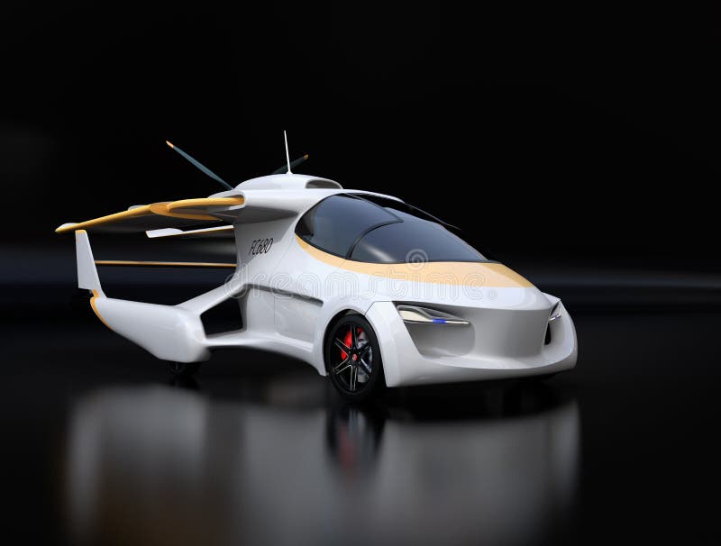 Futuristic autonomous car on black background royalty free illustration Futuristic autonomous car on black background royalty free illustration