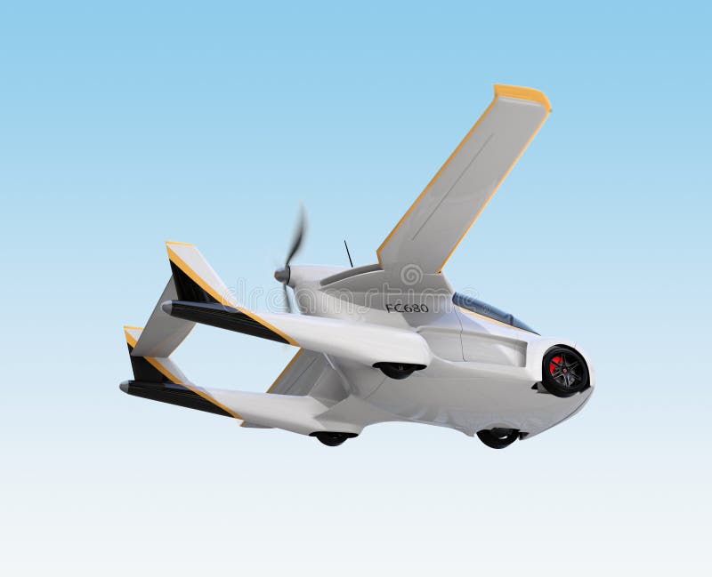 Futuristic autonomous car flying in the sky royalty free illustration Futuristic autonomous car flying in the sky royalty free illustration