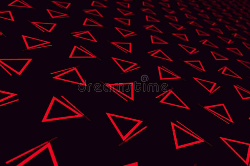Futuristic background of geometric shapes. Abstract minimalistic geometrical red digital of triangles. 3D rendering illustration texture background