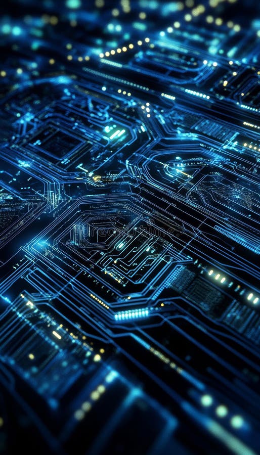 Futuristic background with intricate circuitry patterns and dynamic lights highlighting technology vector illustration