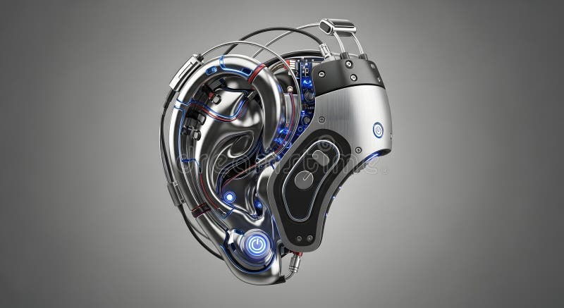 Futuristic Bionic Ear Implant vector illustration