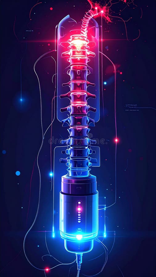Futuristic Bionic Spine Implant Technology vector illustration