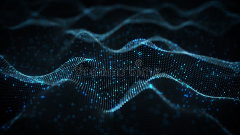 Futuristic blue neural network rendered with DOF stock illustration