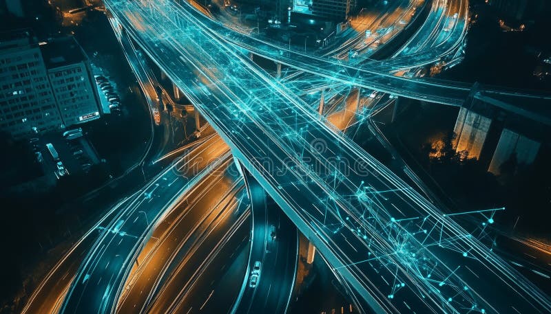 Futuristic bridge highway symbolizing global business connections and international networking royalty free illustration
