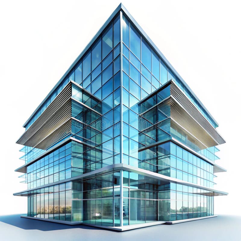 Futuristic building 3D rendering stock illustration