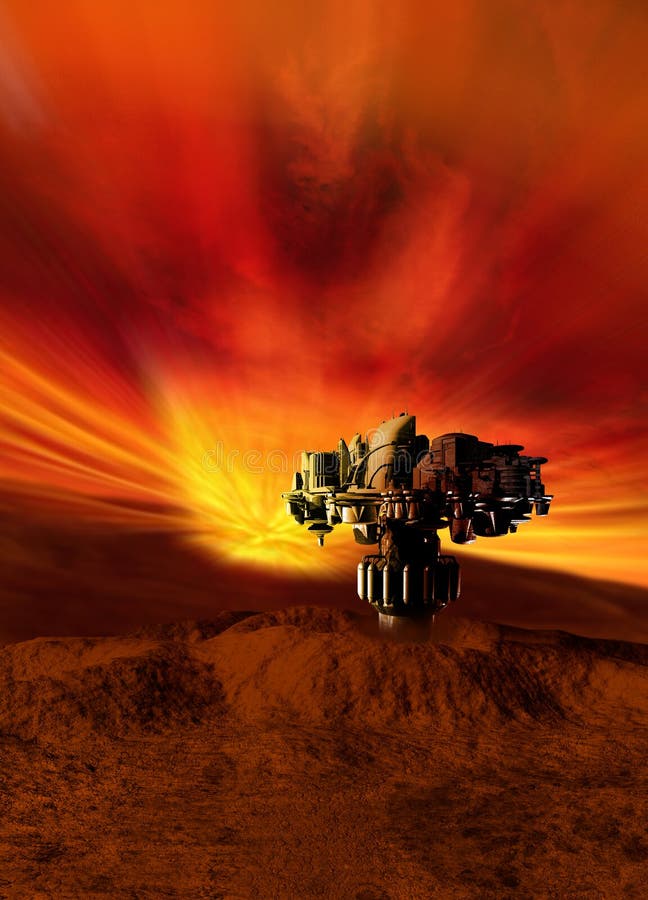 A futuristic building on a planet surface vector illustration