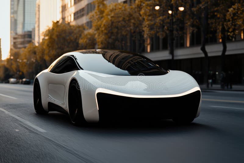Futuristic Car with Digital Design and Privacy Features stock photo