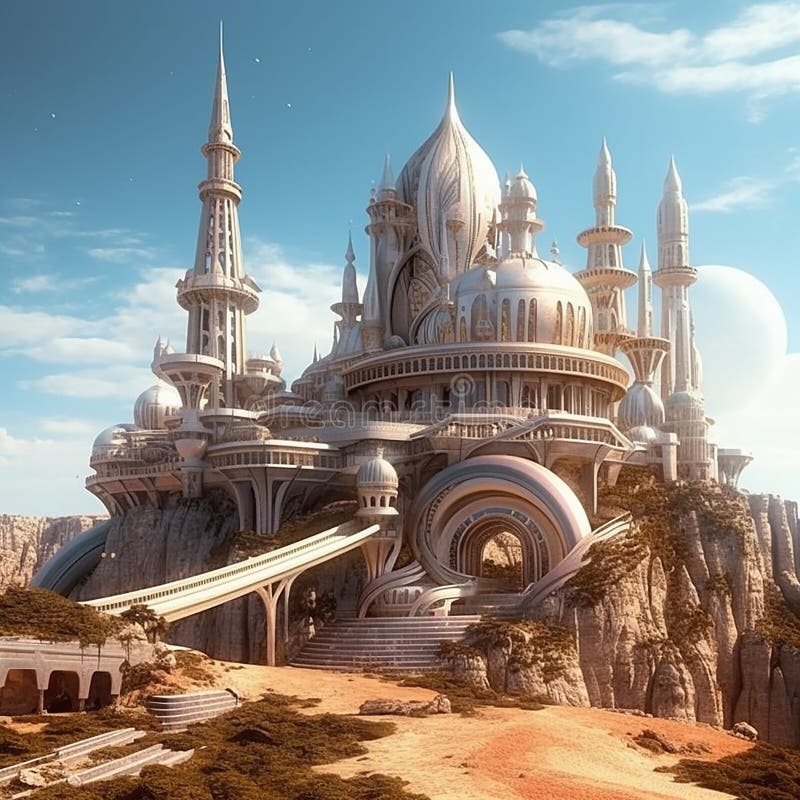 futuristic fantasy castle