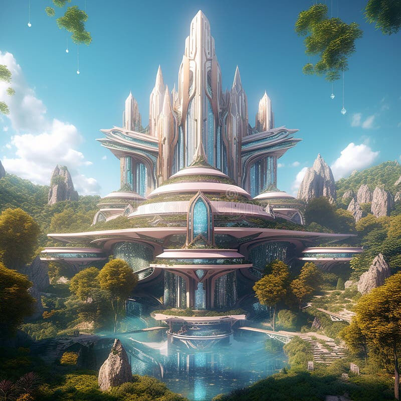 futuristic fantasy castle