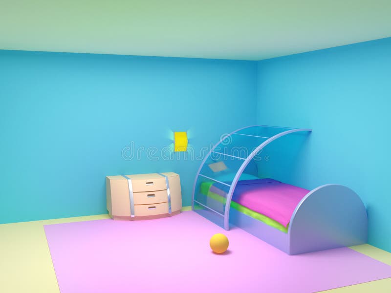 Futuristic child bedroom stock illustration. Illustration of children
