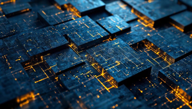 Futuristic Circuit Board with Glowing Pathways, generative ai royalty free illustration