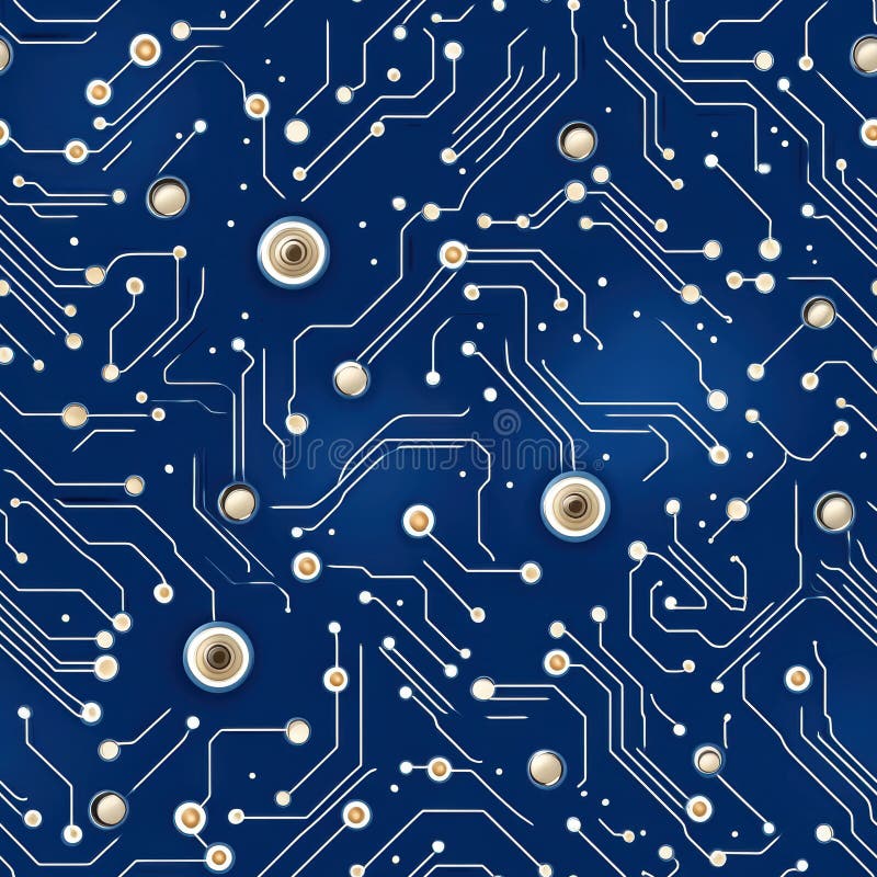 Futuristic circuitry pattern with intricate lines and nodes blue background, showcasing technological design and digital vector illustration