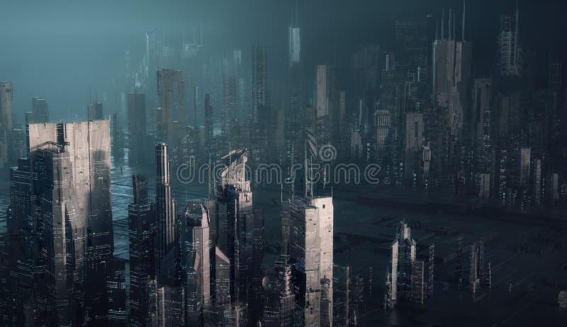 Futuristic city; 3d render illustration