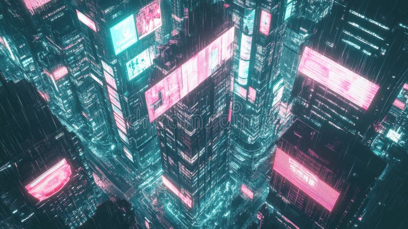 Futuristic Cityscape la noapte stock illustration