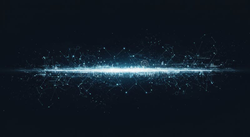 Cyberpunk Cityscape: Digital Core stock illustration