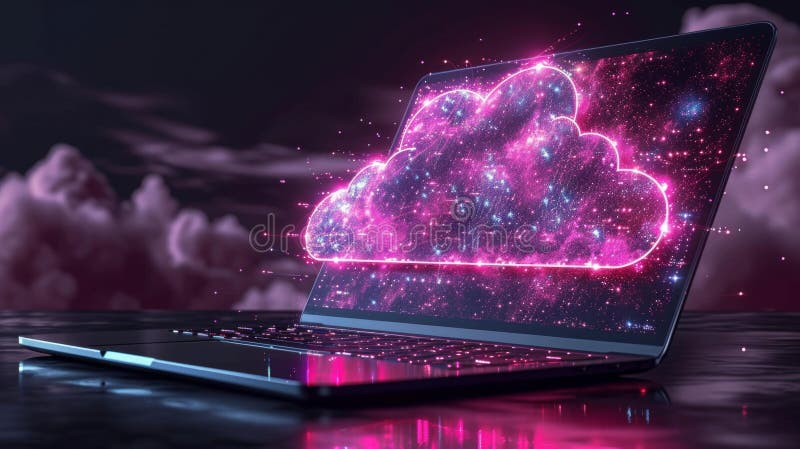 Futuristic cloud computing concept - generative ai vector illustration