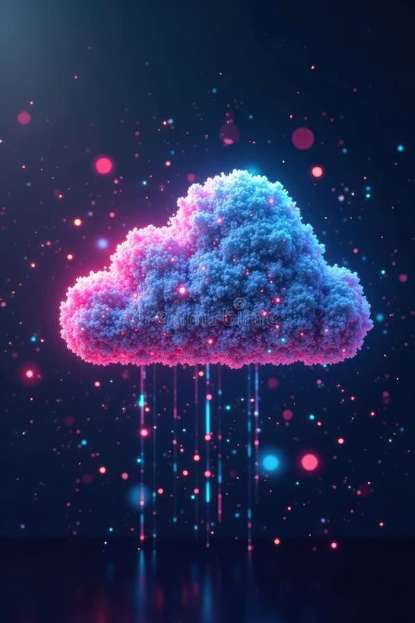 Futuristic cloud data center display with tech icons futuristic digital royalty free illustration