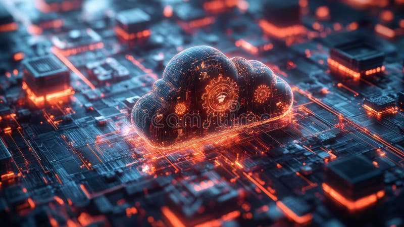 Futuristic Cloud Technology Concept stock illustration