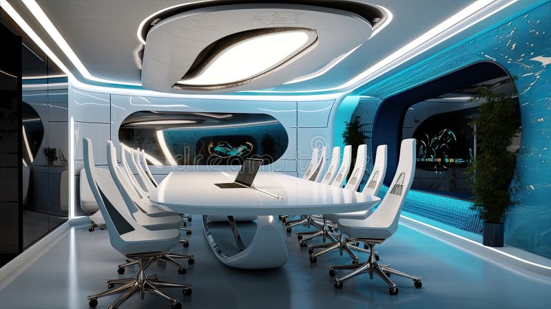 Futuristic Conference Room Modern Office Meeting Room Interior Stock