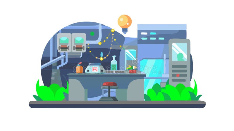Futuristic Control Room, Command Center, Advanced Operations, vector design Generative AI stock illustration
