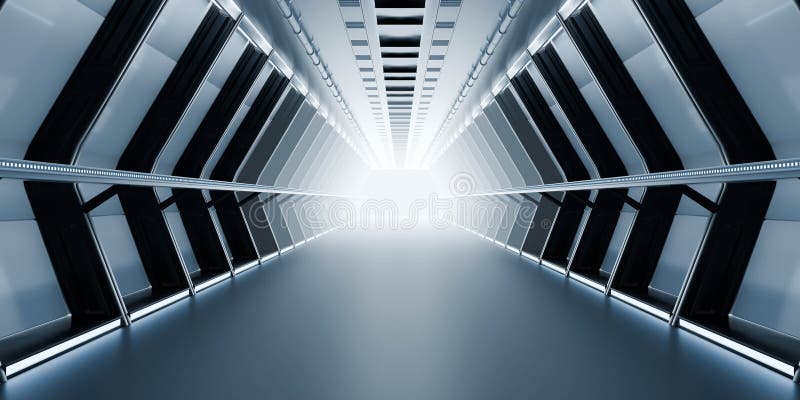 Futuristic corridor with bright light royalty free stock photography