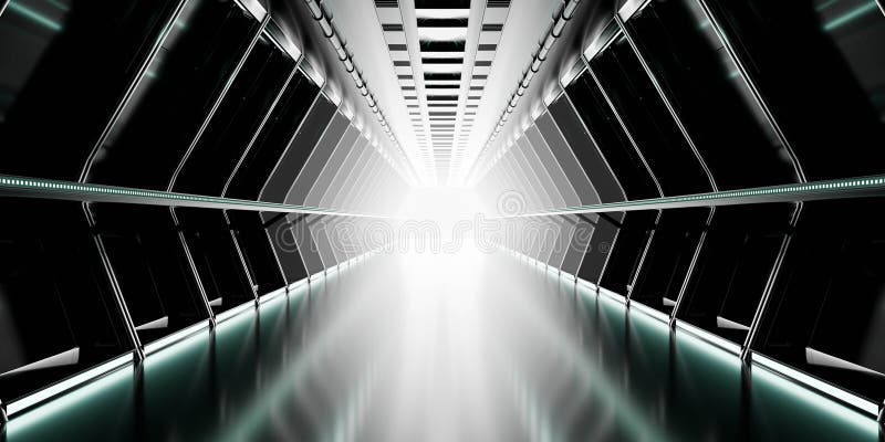 Futuristic corridor with bright light royalty free stock image