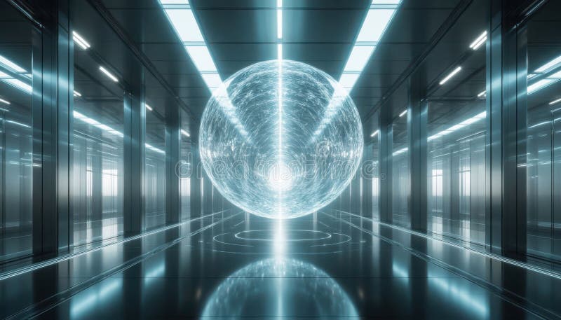 Futuristic Corridor Hologram Sphere stock images