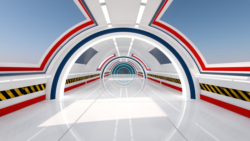 Futuristic corridor interior stock photo