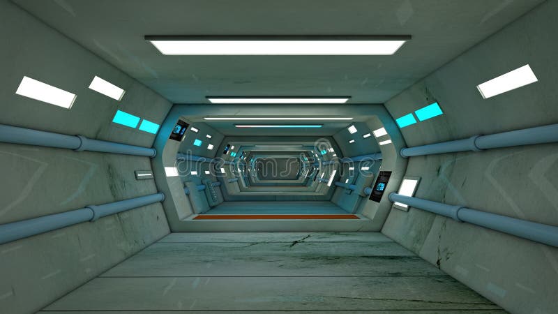 Futuristic corridor interior stock photos