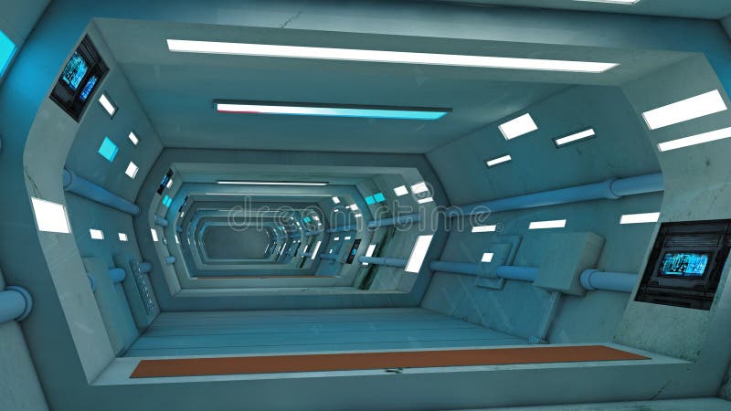Futuristic corridor interior stock photography