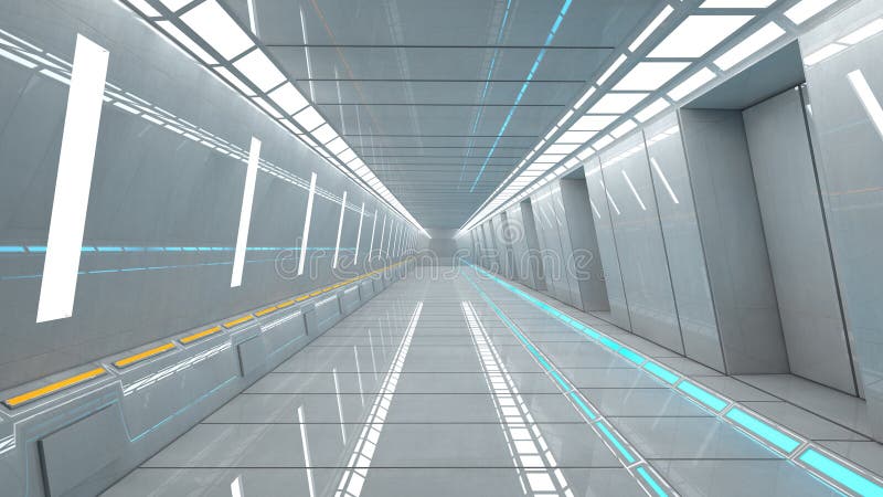 Futuristic corridor interior stock photos