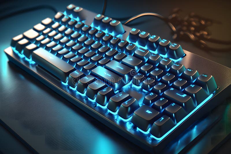 Futuristic Custom PC Keyboard Concept with Glowing Blue Tones. Neural ...