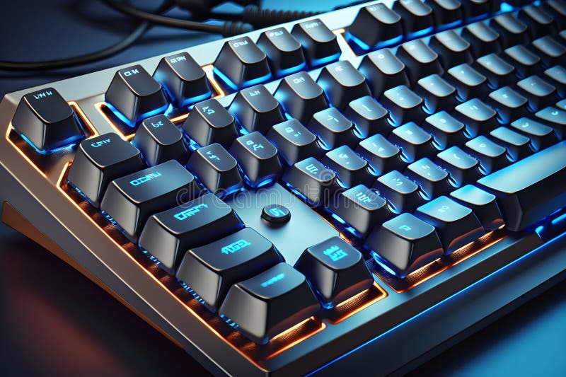 Futuristic Custom PC Keyboard Concept with Glowing Blue Tones. Neural ...