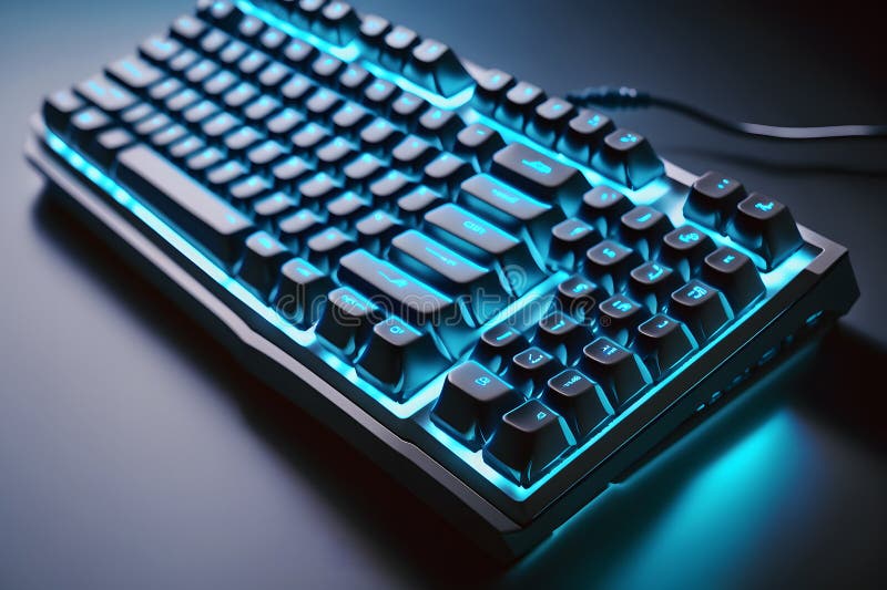 Futuristic Custom PC Keyboard Concept with Glowing Blue Tones. Neural ...