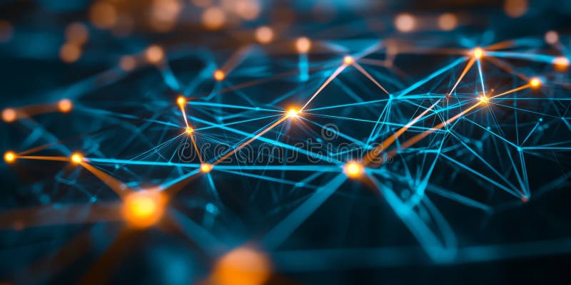 A futuristic 3D background showcasing an intricate geometric structure made of interconnected royalty free stock photos
