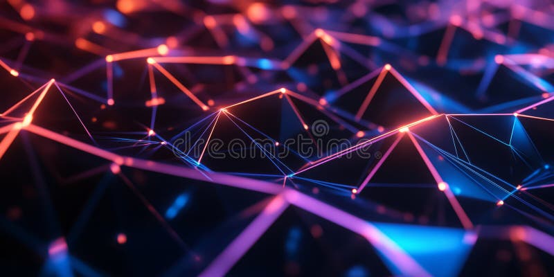 A futuristic 3D background showcasing an intricate geometric structure made of interconnected stock photo