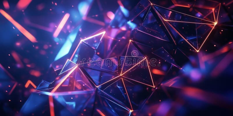 A futuristic 3D background showcasing an intricate geometric structure made of interconnected stock photography