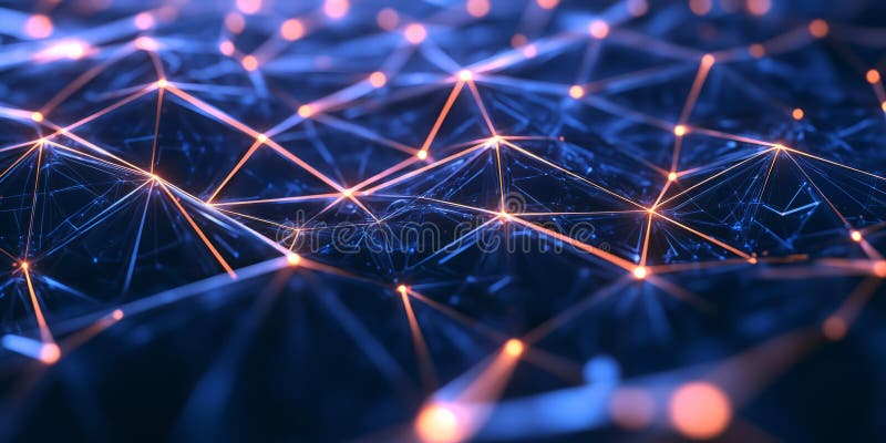 A futuristic 3D background showcasing an intricate geometric structure made of interconnected stock photos