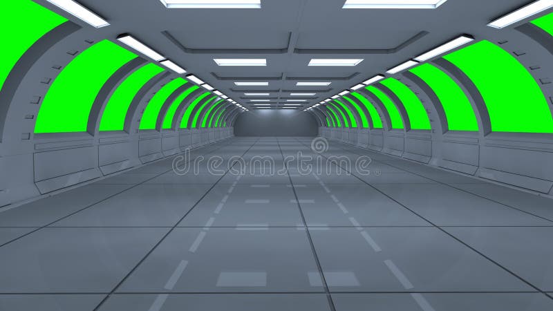 Futuristic 3d green screen