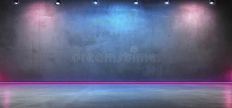 The futuristic 3D rendering showcases a modern, sci-fi inspired underground club night, complete with abstract walls stock illustration
