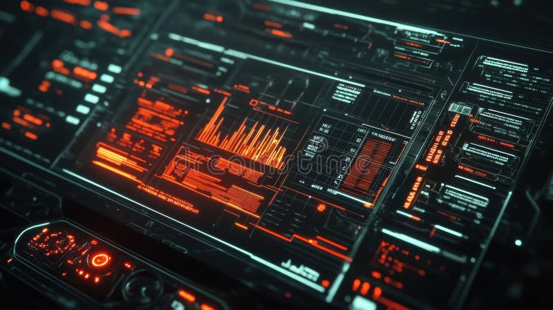 Futuristic dashboard displaying complex data analysis and statistics stock photos