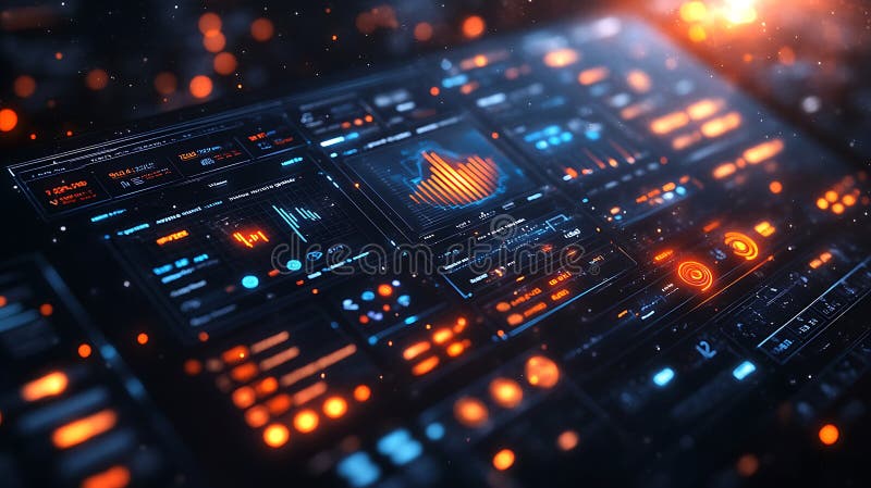 Futuristic dashboard interface glowing data royalty free stock images