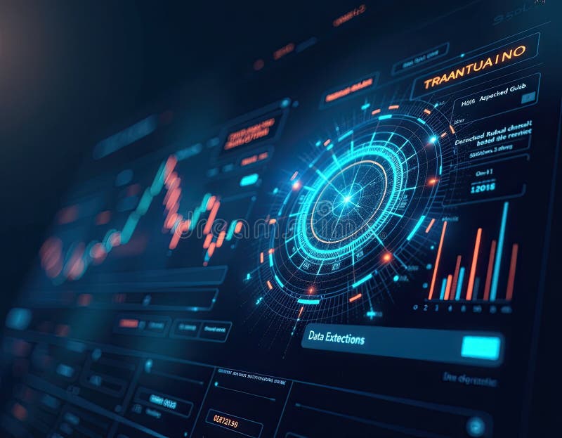Futuristic Data Analytics Interface Technology Stock Photo vector illustration