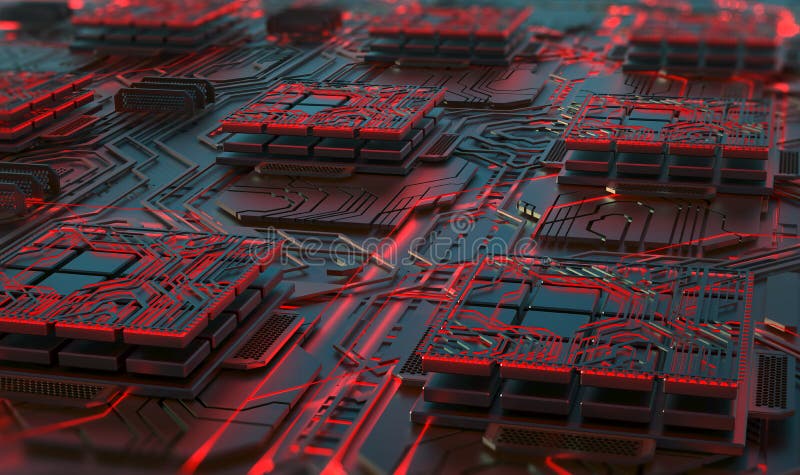 Futuristic data center. Abstract concept of nano processor and high-tech digital element vector illustration