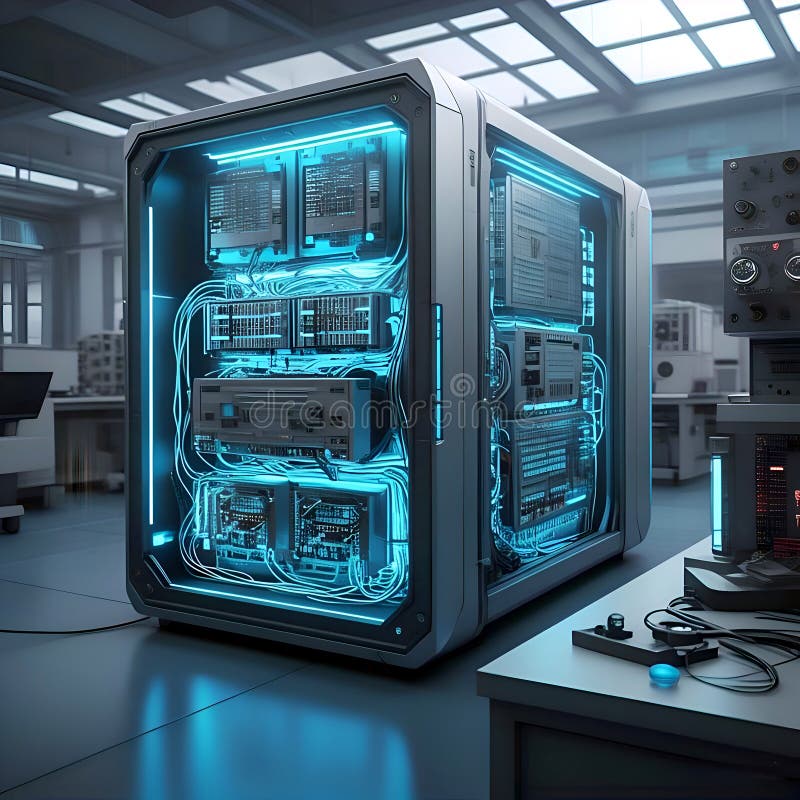 Futuristic Data Center with Advanced Server Racks : stock photography.