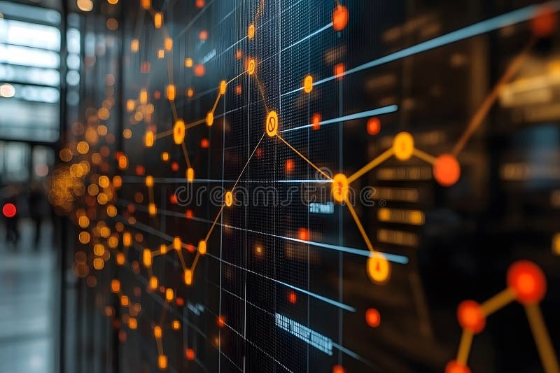 Futuristic Data Network Visualization with Dynamic Technology Elements Generative AI royalty free illustration