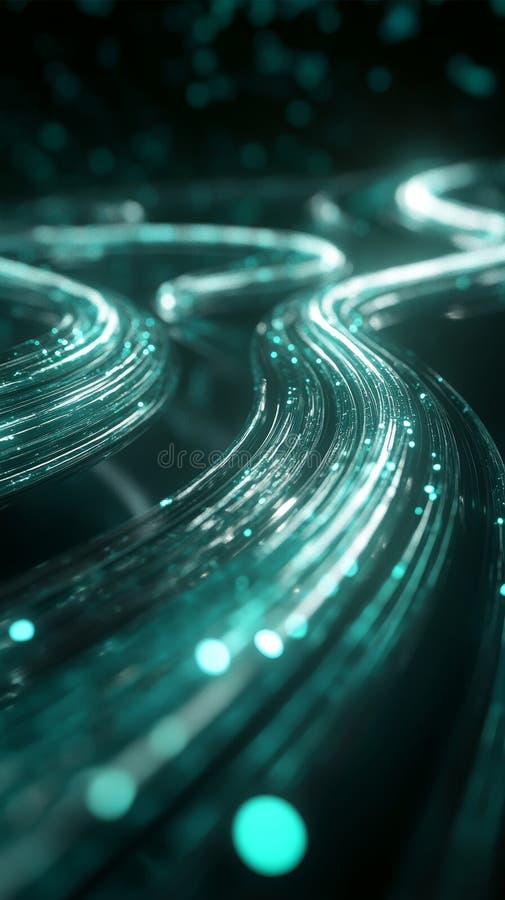 Futuristic Data Pipeline with Glowing Elements Under Abstract Science Concept vector illustration