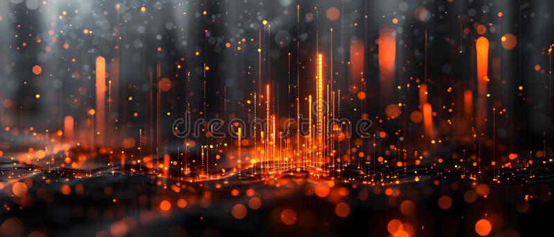 Futuristic Data Stream in Orange Hues. Concept Technology, Data Visualization, Futuristic Concepts vector illustration